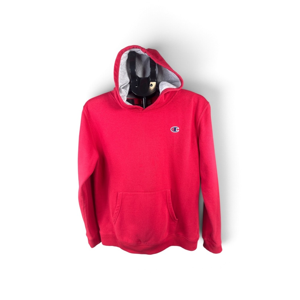 Champion Youth XL 18/20 Red Pullover Hoodie Embroidered Logo Fleece Sweatshirt
